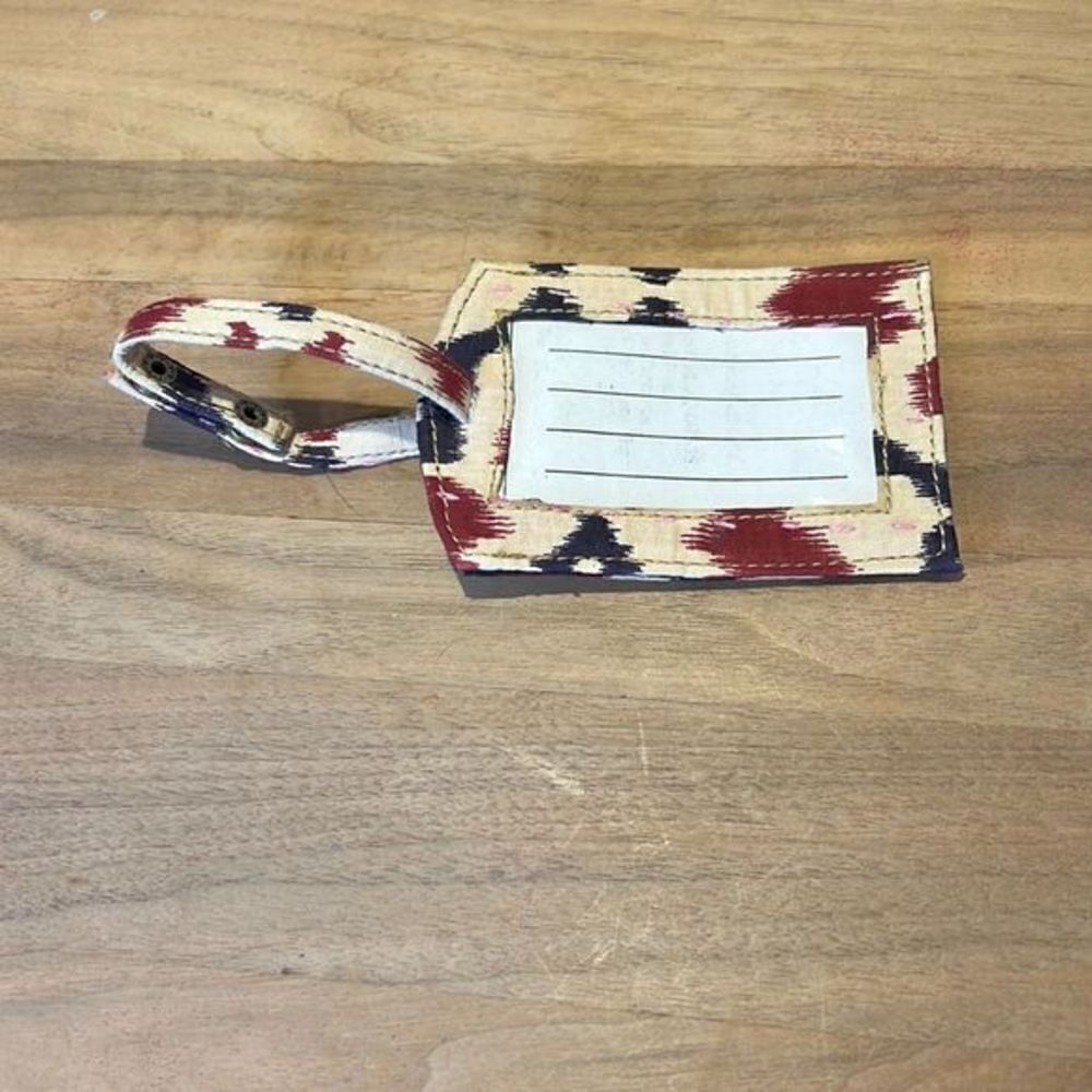 Anthropologie Red, Blue and White Luggage Tag